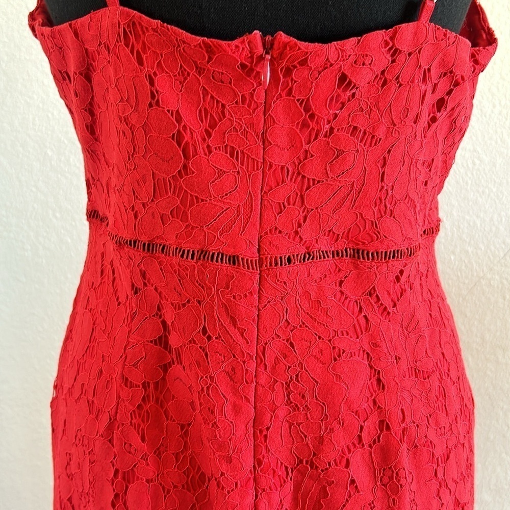ASTR THE LABEL Red Lattice Inset Lace Dress Size Medium - Picture 10 of 11
